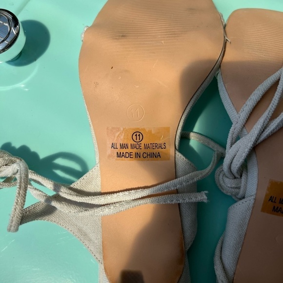 Lulu’s Bone Wiley Square Toe Lace Up High Heel Sandals 11 - Picture 8 of 8